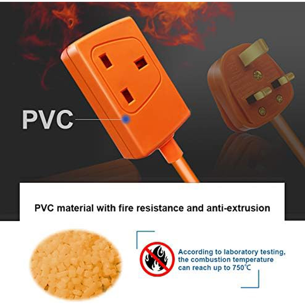 ExtraStar 13A 15m Single Socket Unswitched Orange Extension Lead Image 3