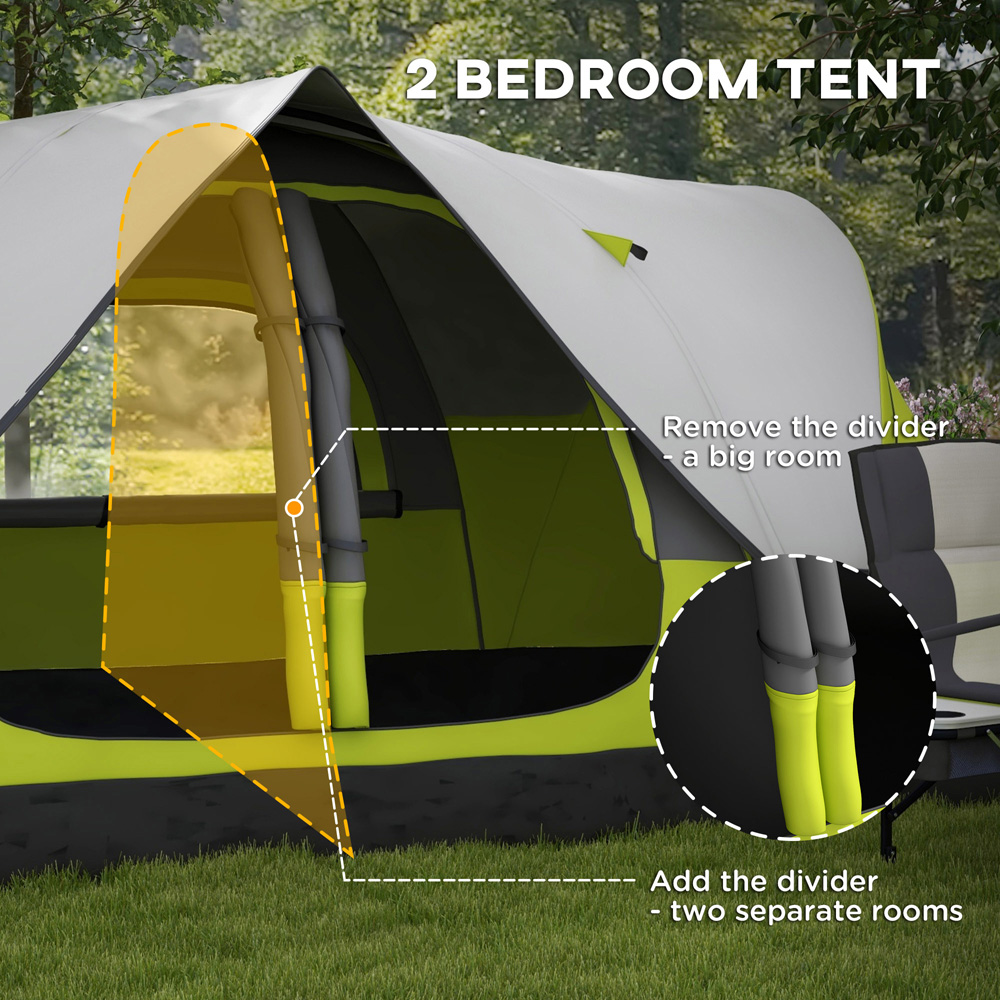 Outsunny 5-6 Person Camping Tent with 2 Bedroom and Waterproof Rainfly Yellow Image 5