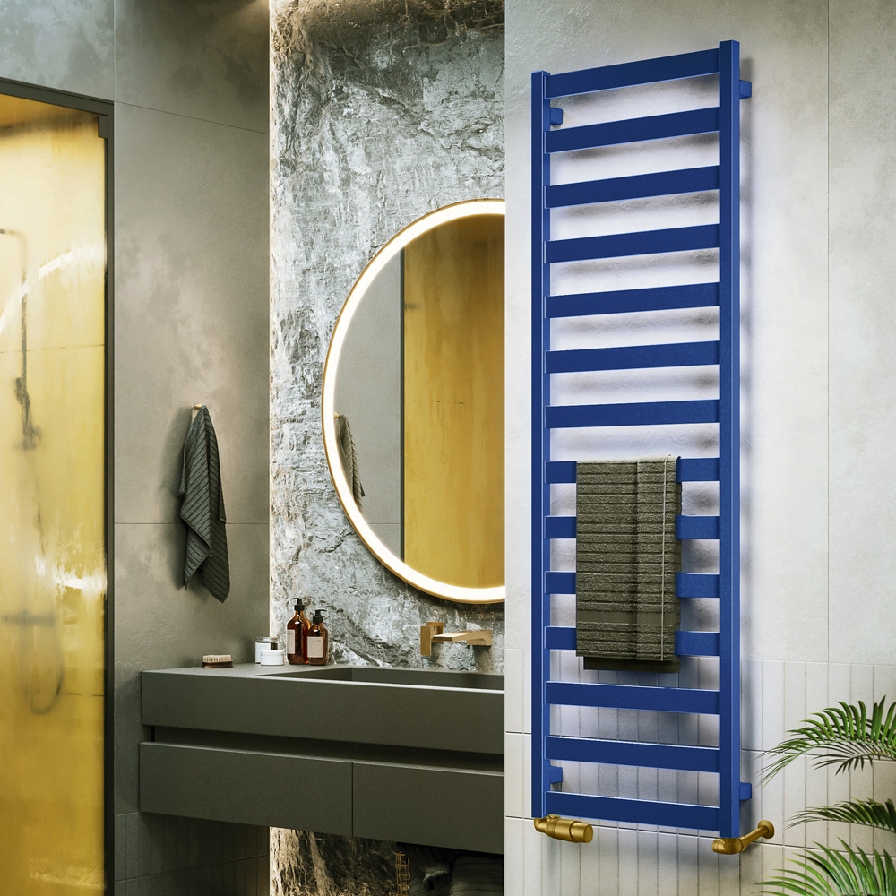Terma Vivo Denim Blue Heated Towel Rail 2019 BTU 1630 x 500mm Image 2