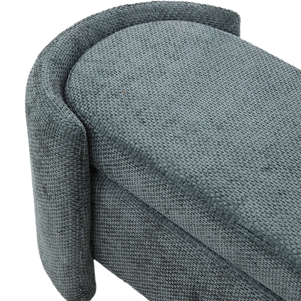 Living and Home 2 Seater Dark Green Oval Upholstered Storage Bench Image 4