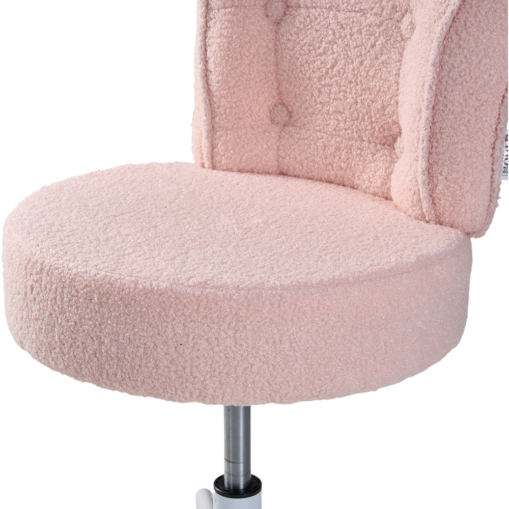 Living and Home Pink Teddy Fleece Button Tufted Vanity Chair with Castors Image 5