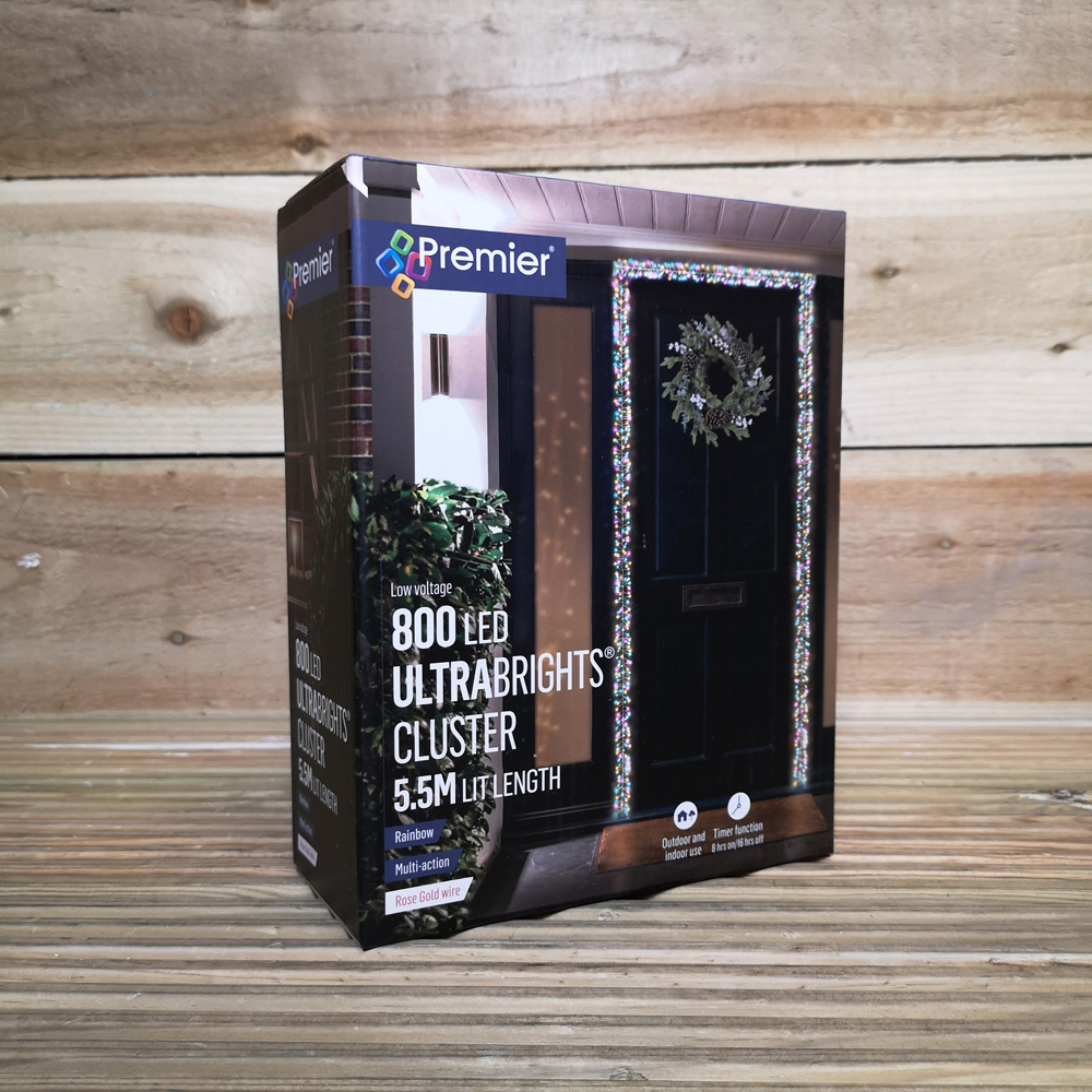 Premier UltraBrights 800 Multicolour LED Rose Gold Pin Wire Christmas Cluster Light 5.5m Image 7