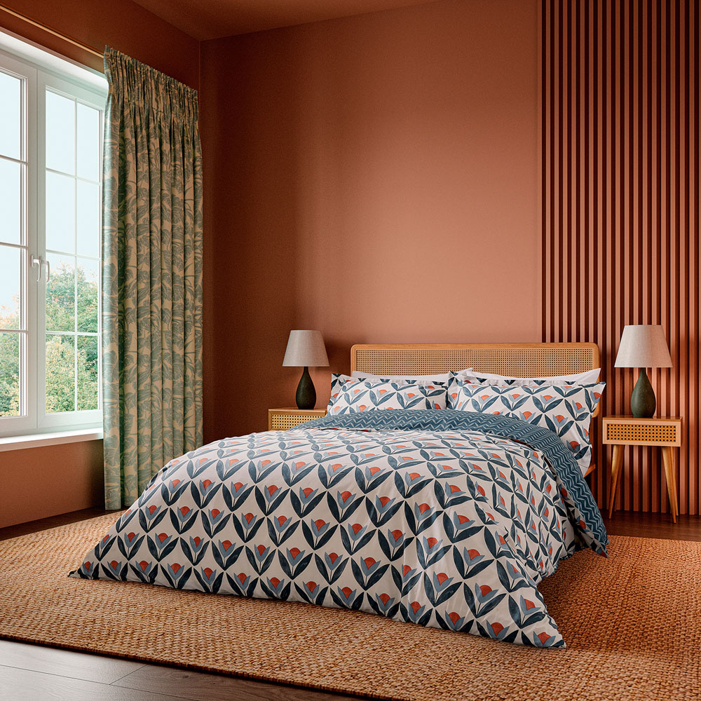 Scion Tulip Trellis Double Navy Duvet Set Image 6
