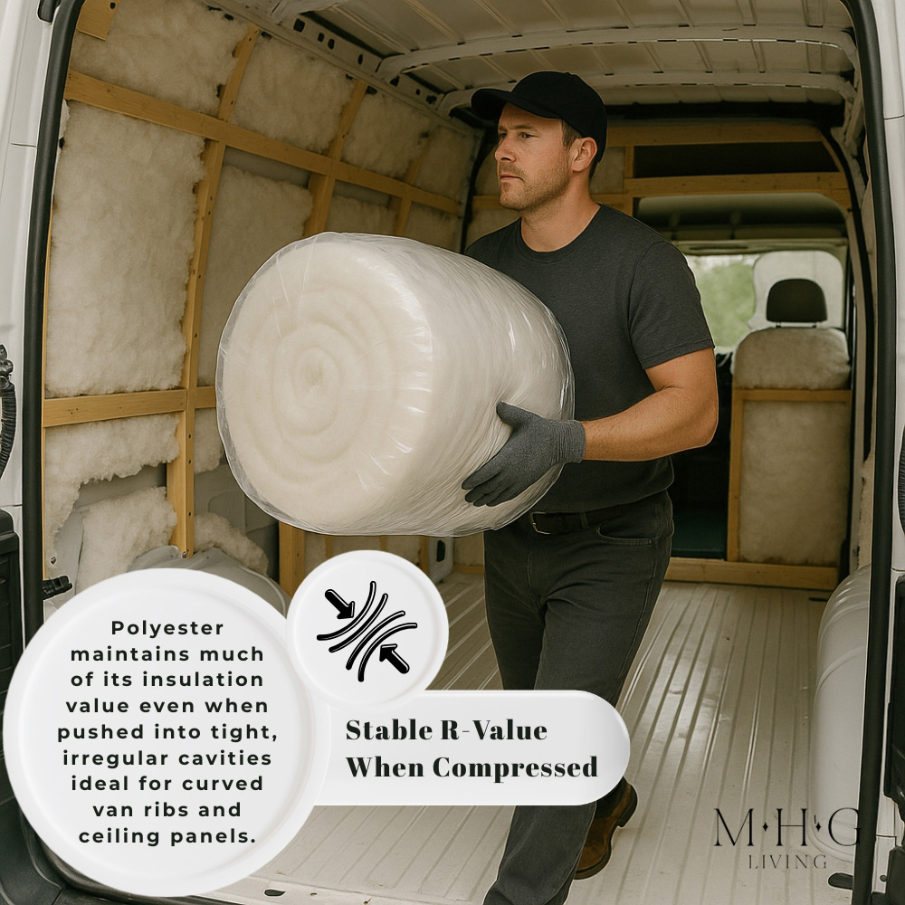 MHG Living White Non-Itch Polyester Thermal Lining Campervan Insulation Roll 8m x 570 x 110mm Image 6