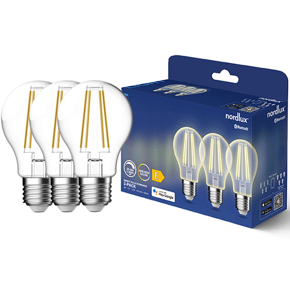 Nordlux Smart A60 3 Pack E27 600 Lumen Clear Light Bulb Image 3
