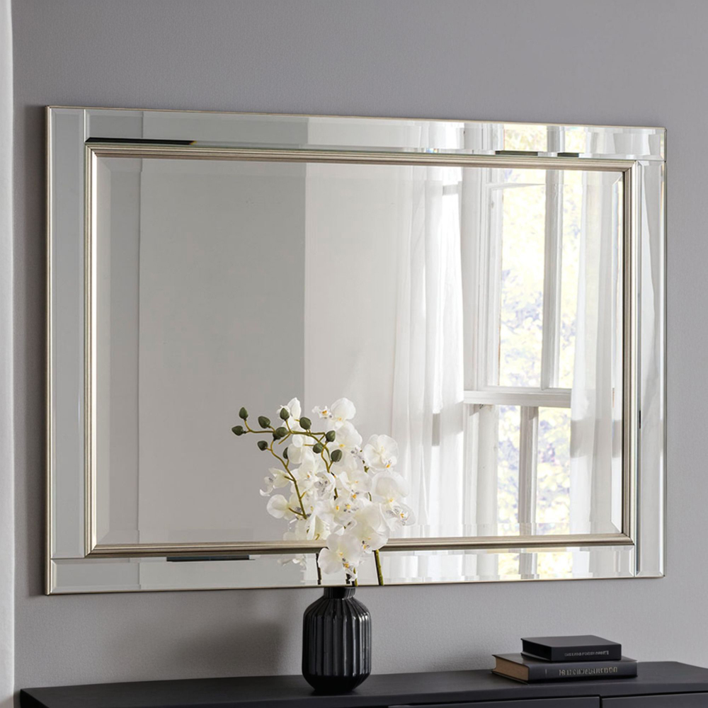 Yearn Timeless Warm Silver Bevelled Wall Mirror 91 x 65cm Image 2