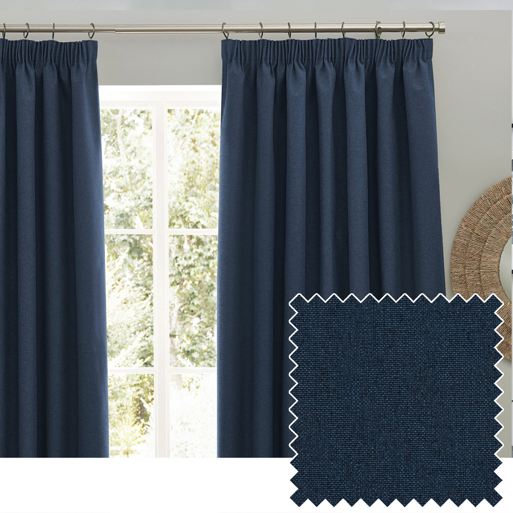 furn. Dawn Blue Blackout Pencil Pleat Curtains 117 x 183cm Image 5