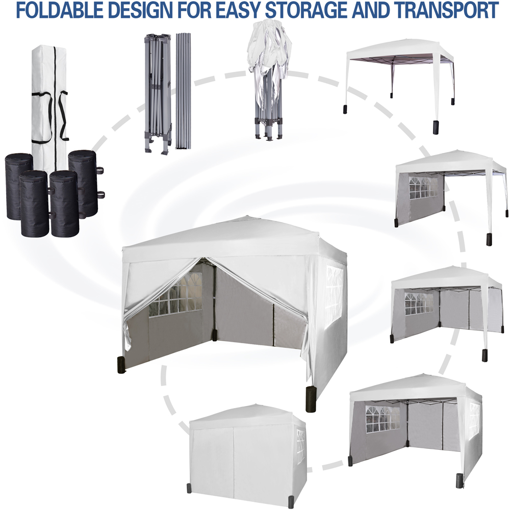 White Pop Up Outdoor Canopy Tent with Removable Sidewalls 3 x 3m Image 7