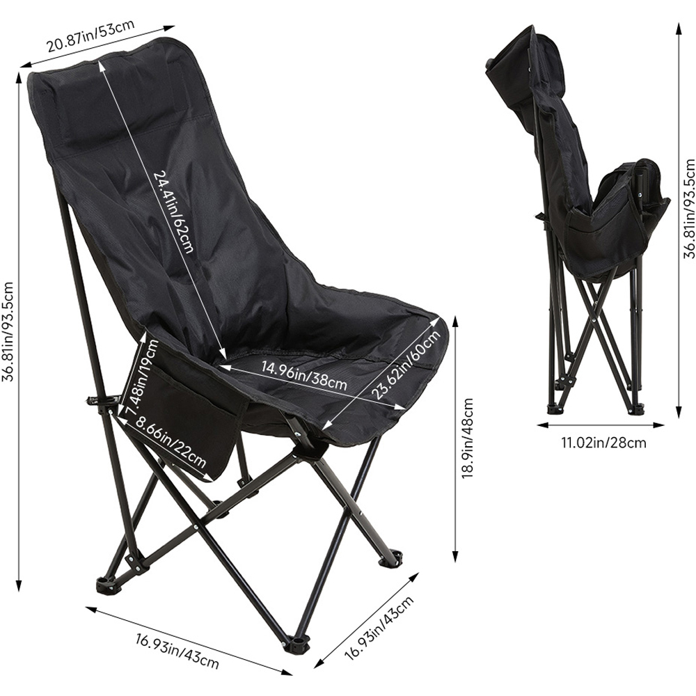 Living and Home Black Oxford Cloth Folding Camping Chair Image 6