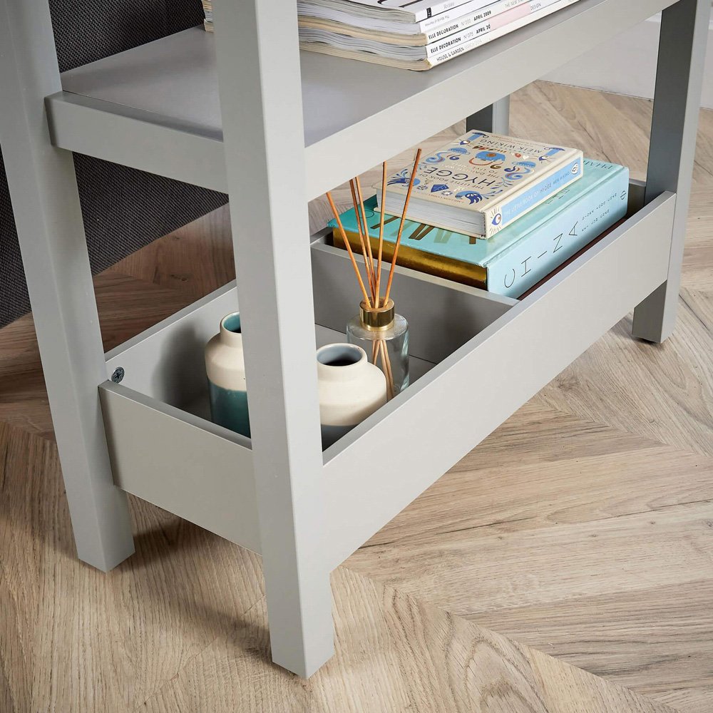 Home Source Avon 3 Shelf Grey Slim Side Table Image 4