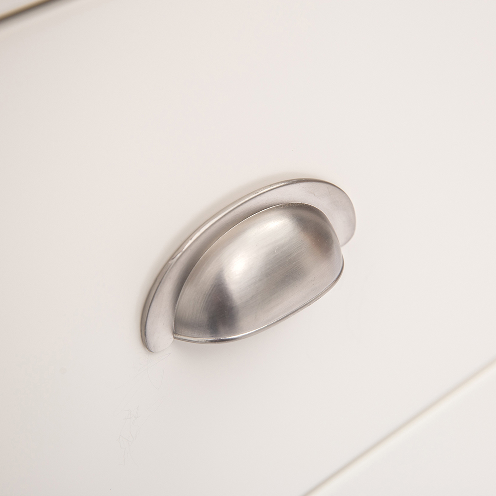 Cabinet Bits Cosenza 4 Drawer Off White Chrome Cup Handle Chest of Drawers Image 7