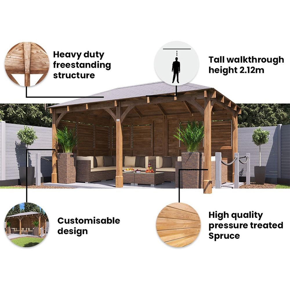 Dunster House Leviathan 5 x 3m Brown Garden Gazebo with Heavy Duty Roof Shingles Image 5