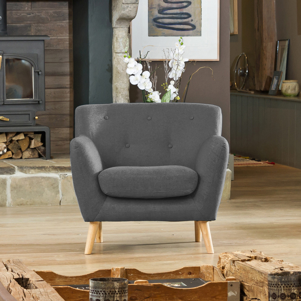 Lynwood Dark Grey Fabric Armchair Image 4