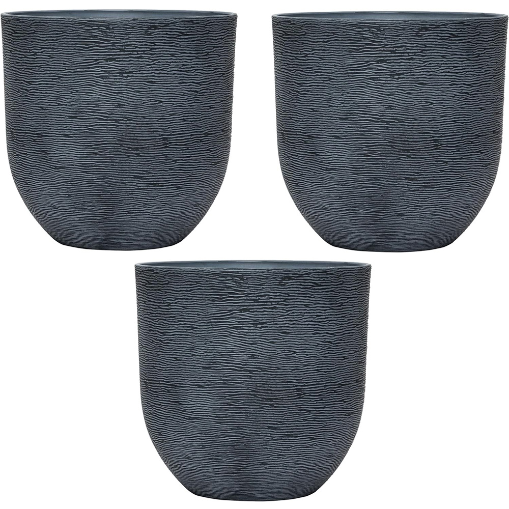 Garden Gear Dark Grey Stone Effect Planter 26cm 3 Pack Image 1