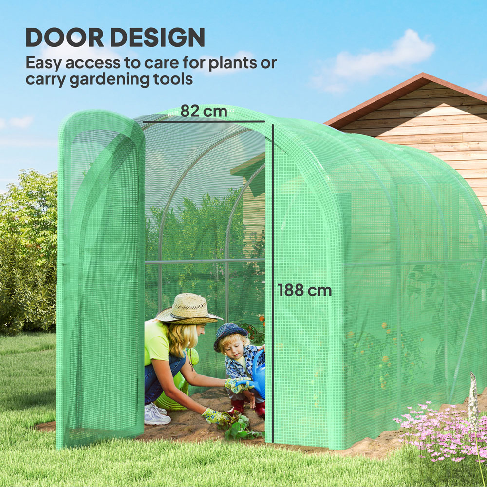 Outsunny 9.6 x 6.3ft Polytunnel Galvanised Steel Frame Greenhouse with Door Image 5