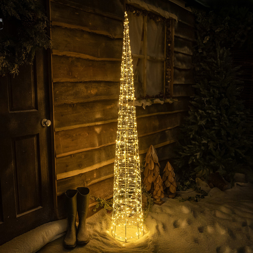 The Christmas Centre 500 Warm White LED Pre-Lit Silver Light-Up Cone 6ft Image 5