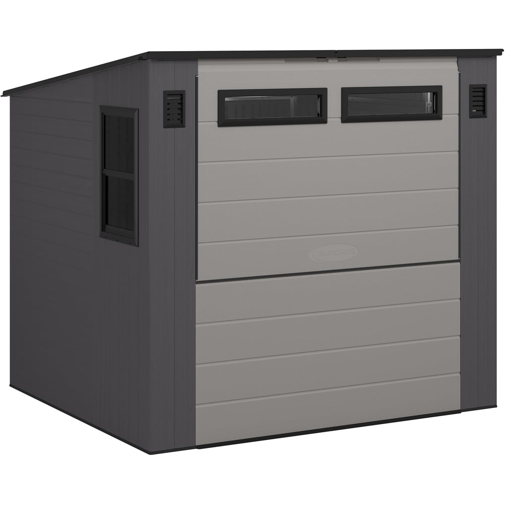 Suncast Cabana 8 x 7ft Cool Grey Entertainment Storage Shed with Fold Down Bar Top Image 1