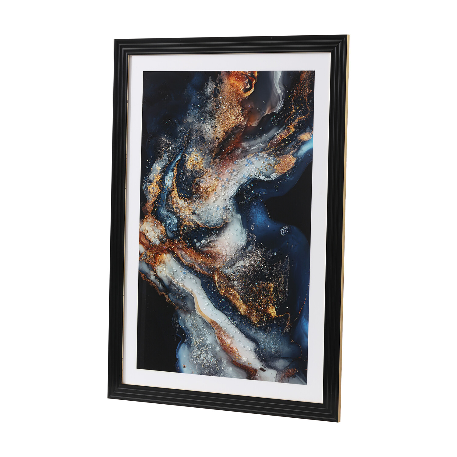 Marble Framed Art Blue and Gold Image 5