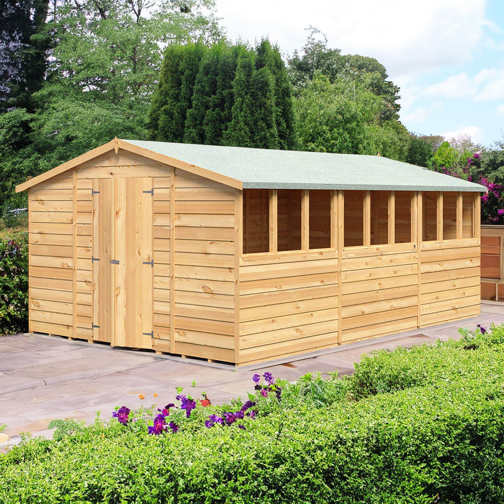 Shire 10 x 15ft Double Door Overlap Apex Wooden Shed with Window Image 2
