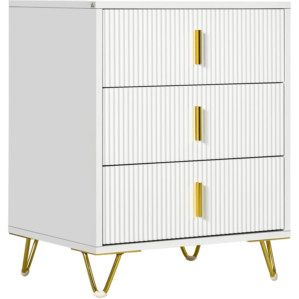 Portland 3 Drawer White Chest of Drawers Image 2