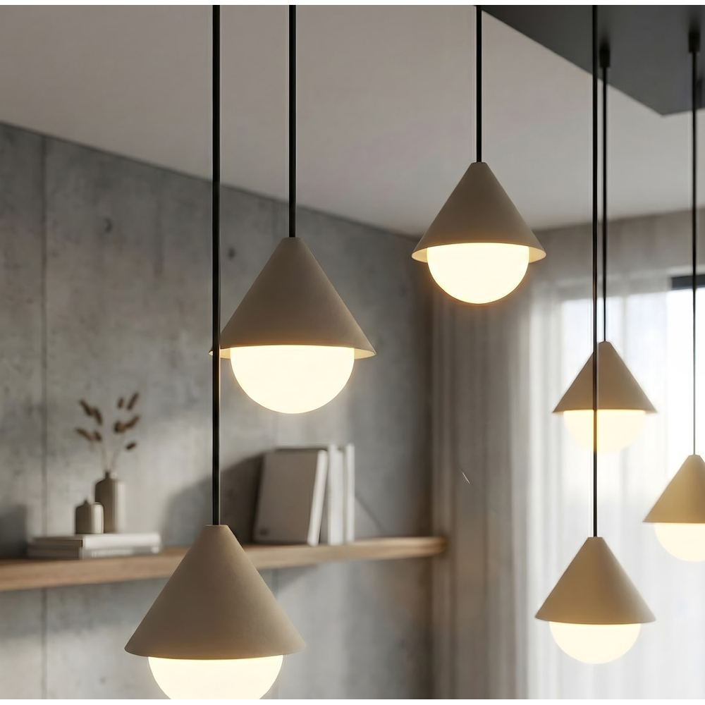 Emibig Giro 6 Light Ring-Shaped Shade Black and Beige G9 Ceiling Pendant Light Image 4