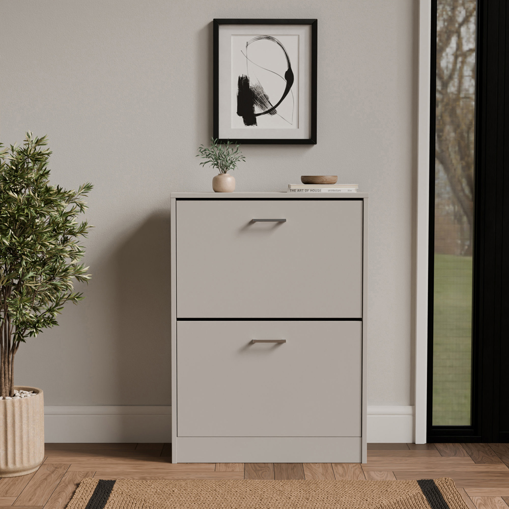 GFW Stirling 2 Tier Grey Shoe Cabinet Image 7