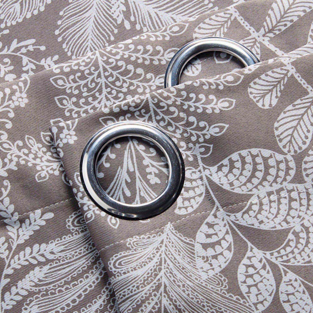 Alan Symonds Fern Latte Blackout Ring Top Eyelet Curtains 168 x 228cm Image 4