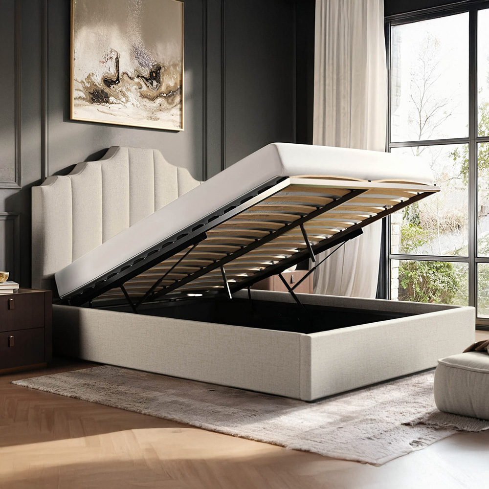 Flair Margot King Size Beige Fabric Ottoman Bed Image 4