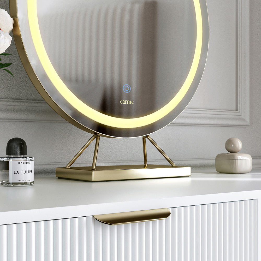 CARME Home Lillia Gold Frameless Touch Sensor LED Light Mirror 50cm Image 3