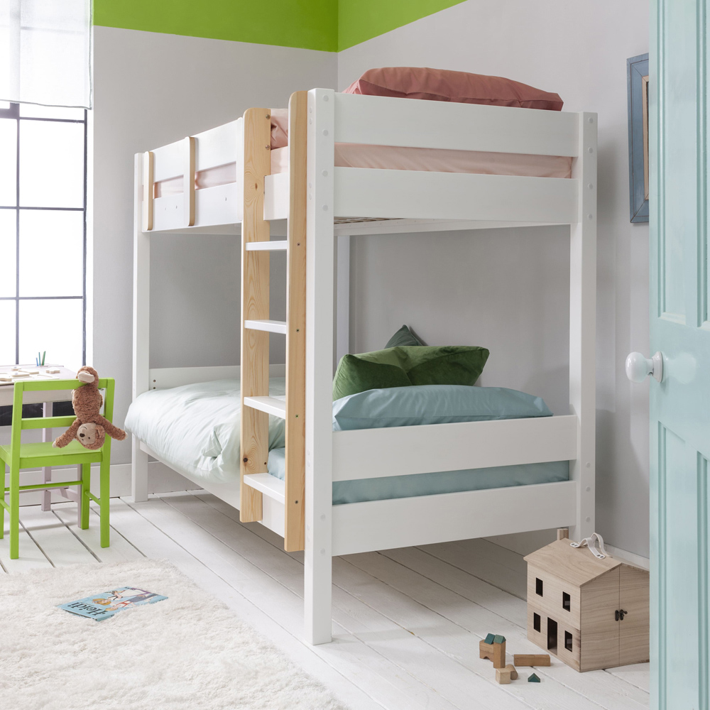 Noa and Nani Una White and Natural Pine Bunk Bed with Asana Trundle ...