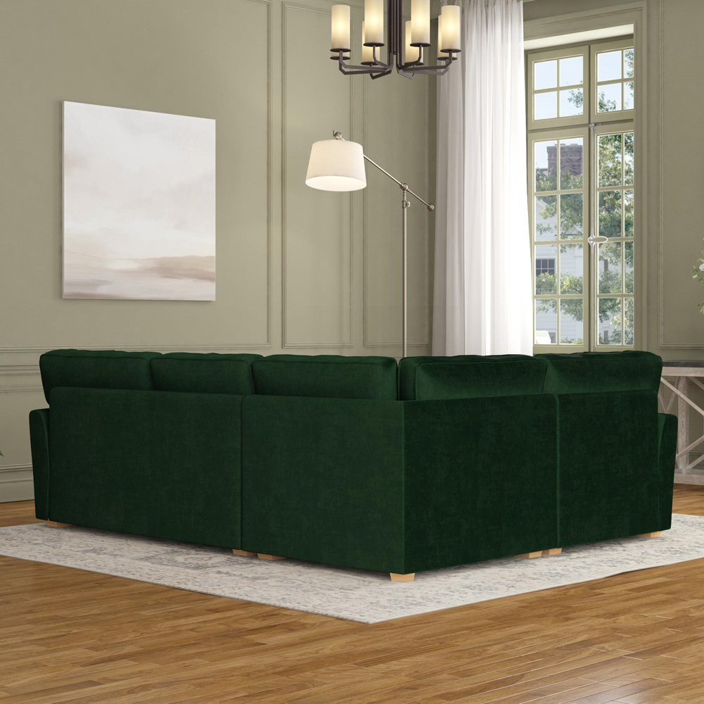 Wendleberry 3 Seater Forest Green Plush Velvet Fixed Back Left Hand Corner Sofa Image 6