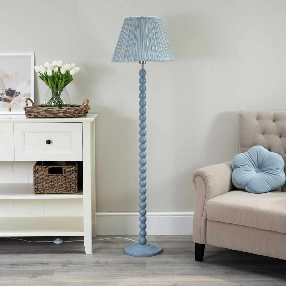 ValueLights Bobbins Blue Stripe Shade Powder Blue LED Floor Lamp Image 5