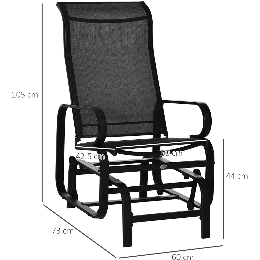 Outsunny Black Metal Outdoor Gliding Rocking Chair Image 8