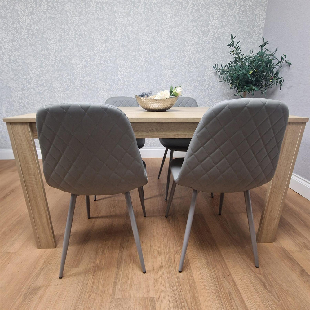 Portland 4 Seater Dining Set Oak Effect and Grey Image 4