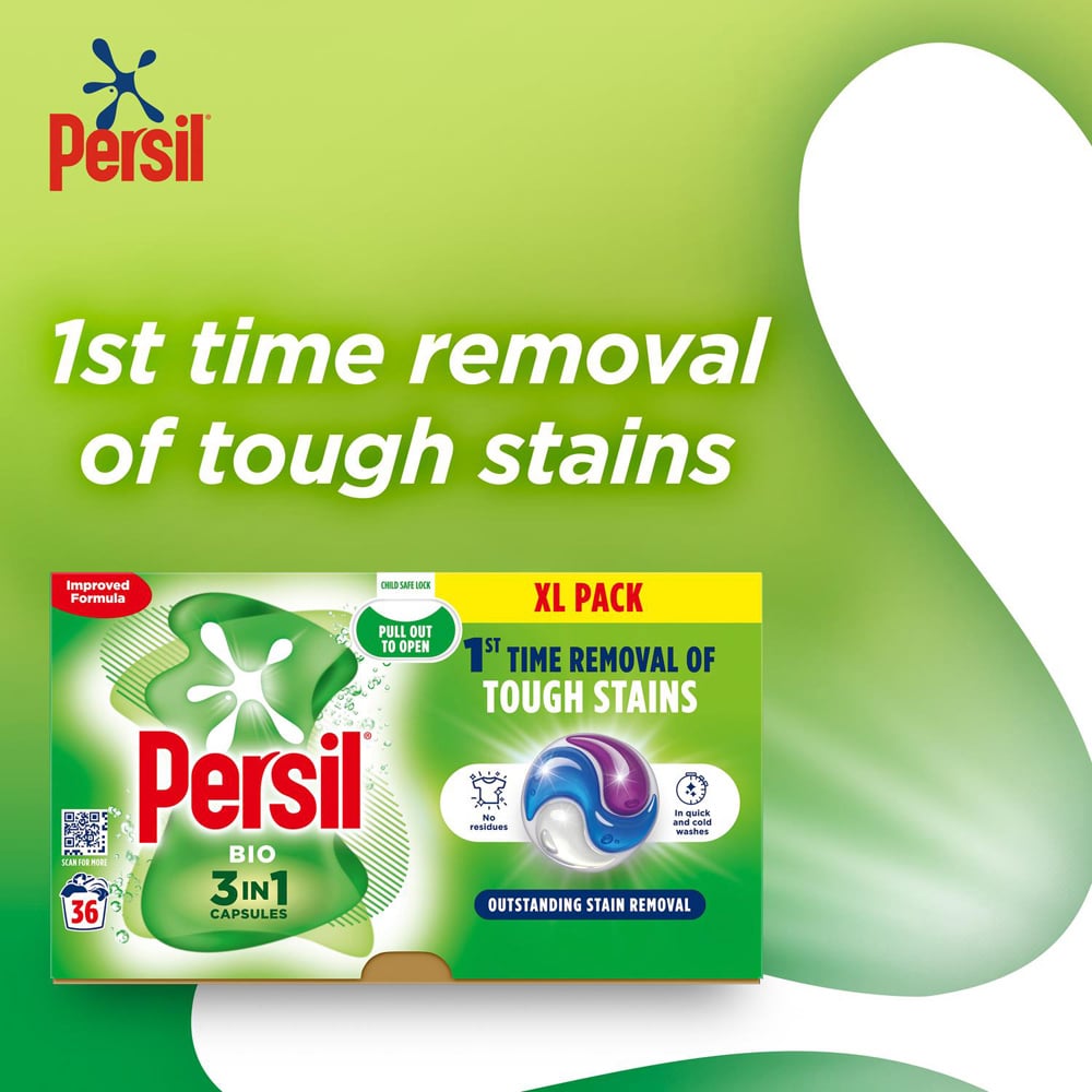 Persil Bio 3 in 1 Washing Capsules XL 36 Washes 4 Pack Image 5