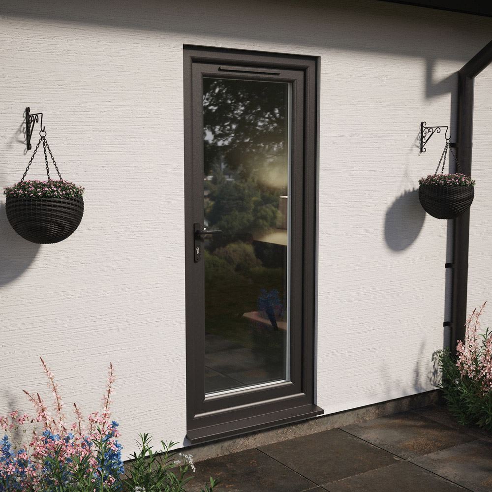 Crystal Black and White Full Glass RH Open Obscure Double Glazed Door 890 x 2090mm Image 4