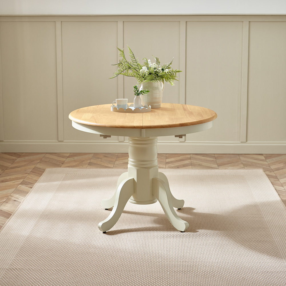 Furniturebox Fowey 6 Seater Extending Dining Table Cream and Oak Effect Image 2