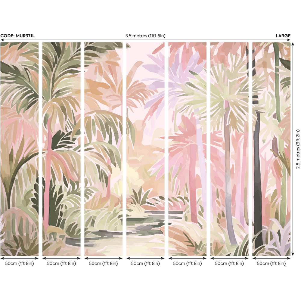 Origin Murals Pretty Palms Pink Wall Mural Image 3
