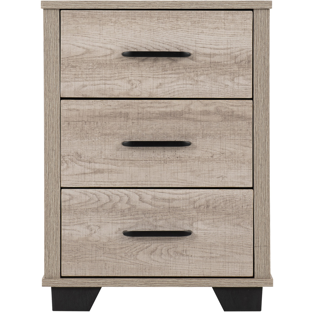 Seconique Oliver 3 Drawer Light Oak Effect Bedside Table Image 4