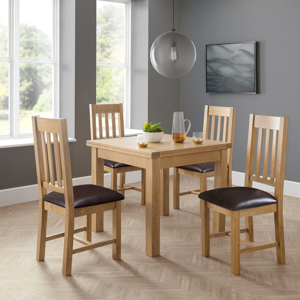 Julian Bowen Astoria Set of 2 Brown and Oak Dining Chair Image 8