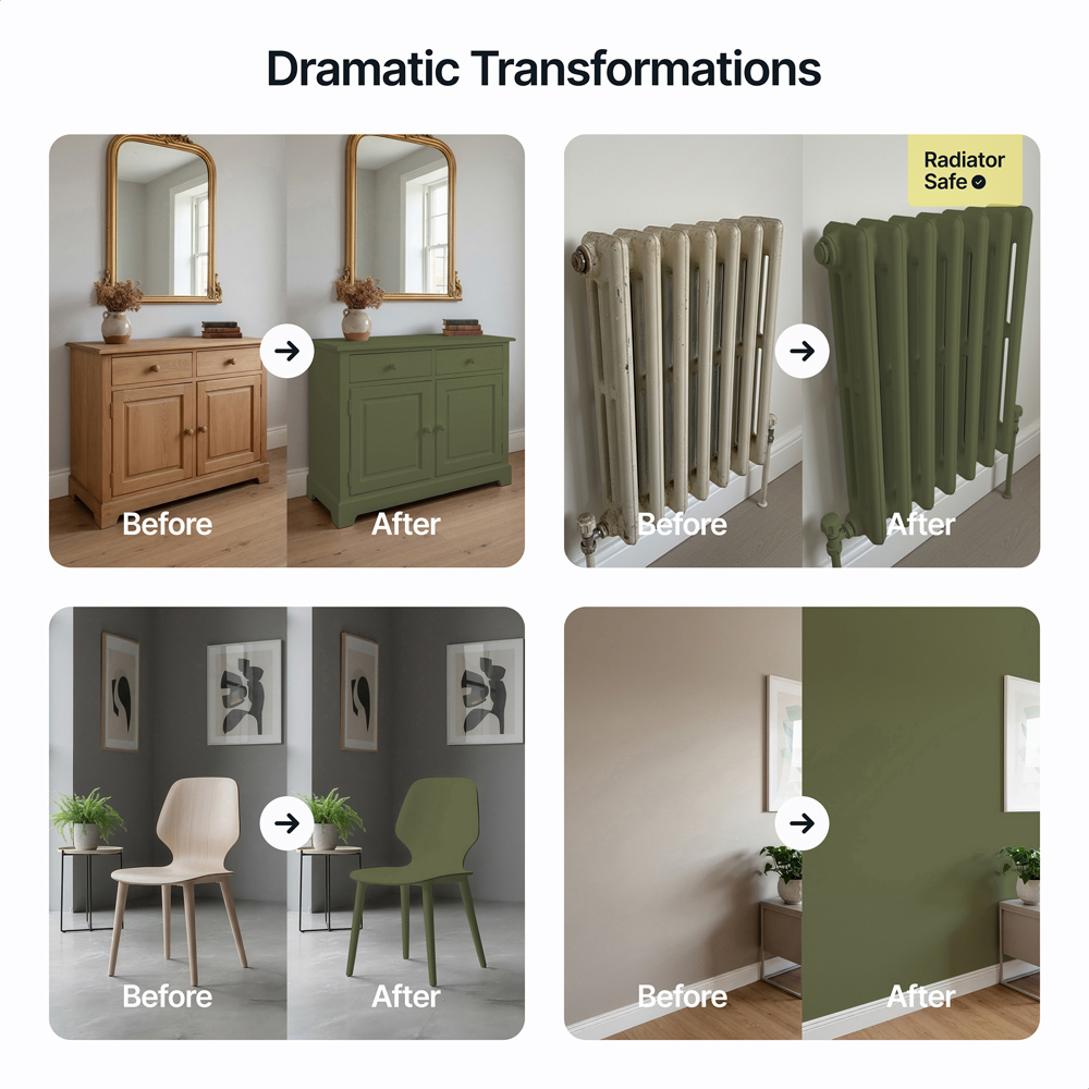 Hemway Dark Moss Green Furniture and Walls Matt Chalk Paint 1L Image 5