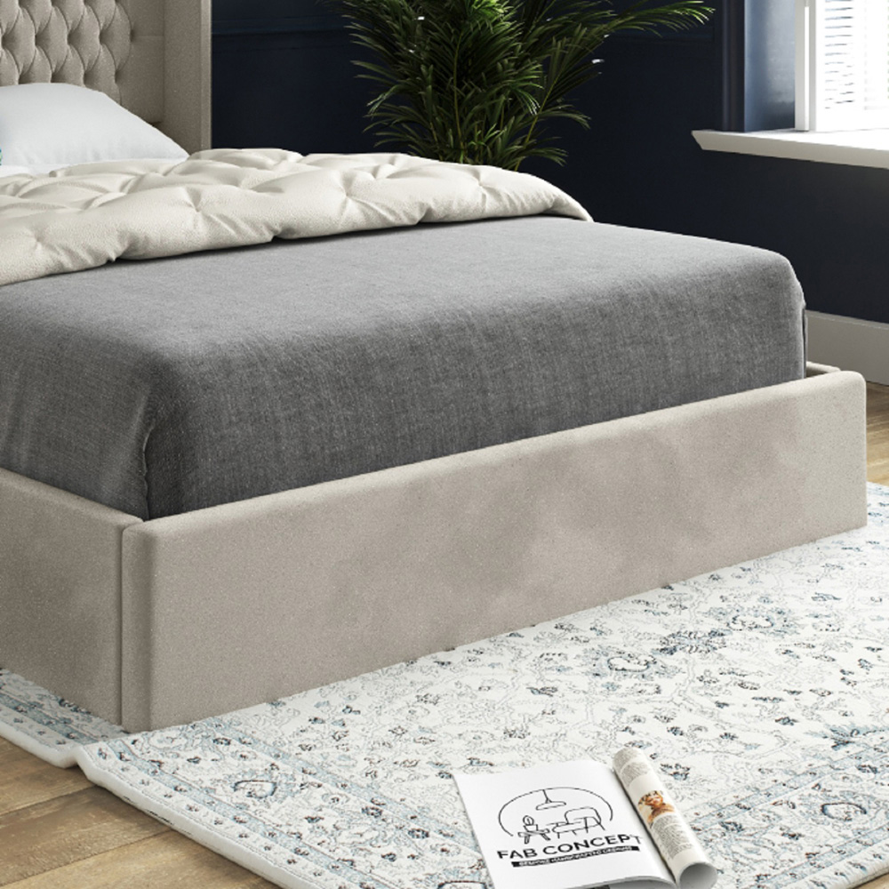 Rana King Size Silver Soft Velvet Upholstered Bed Frame with Curved Top Winged Headboard Image 4