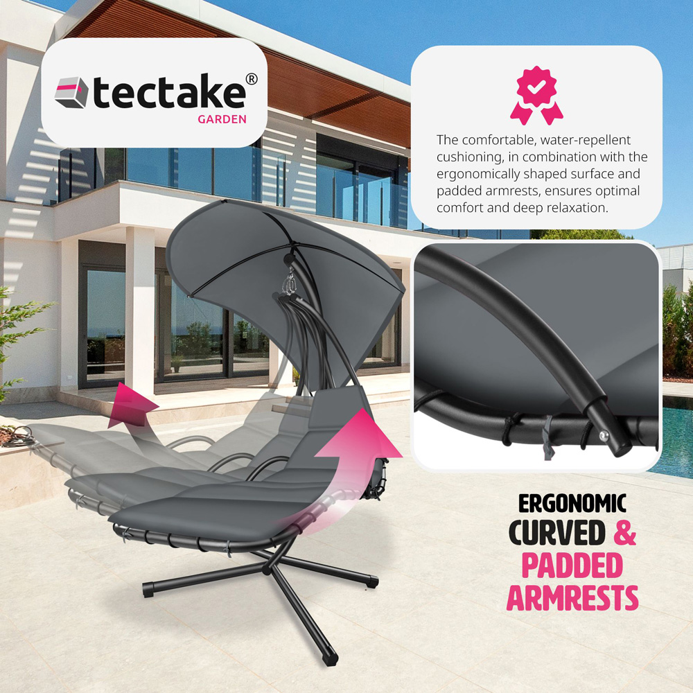 tectake Elaria Grey Large UV Protection Sun Canopy Hanging Chair Image 4