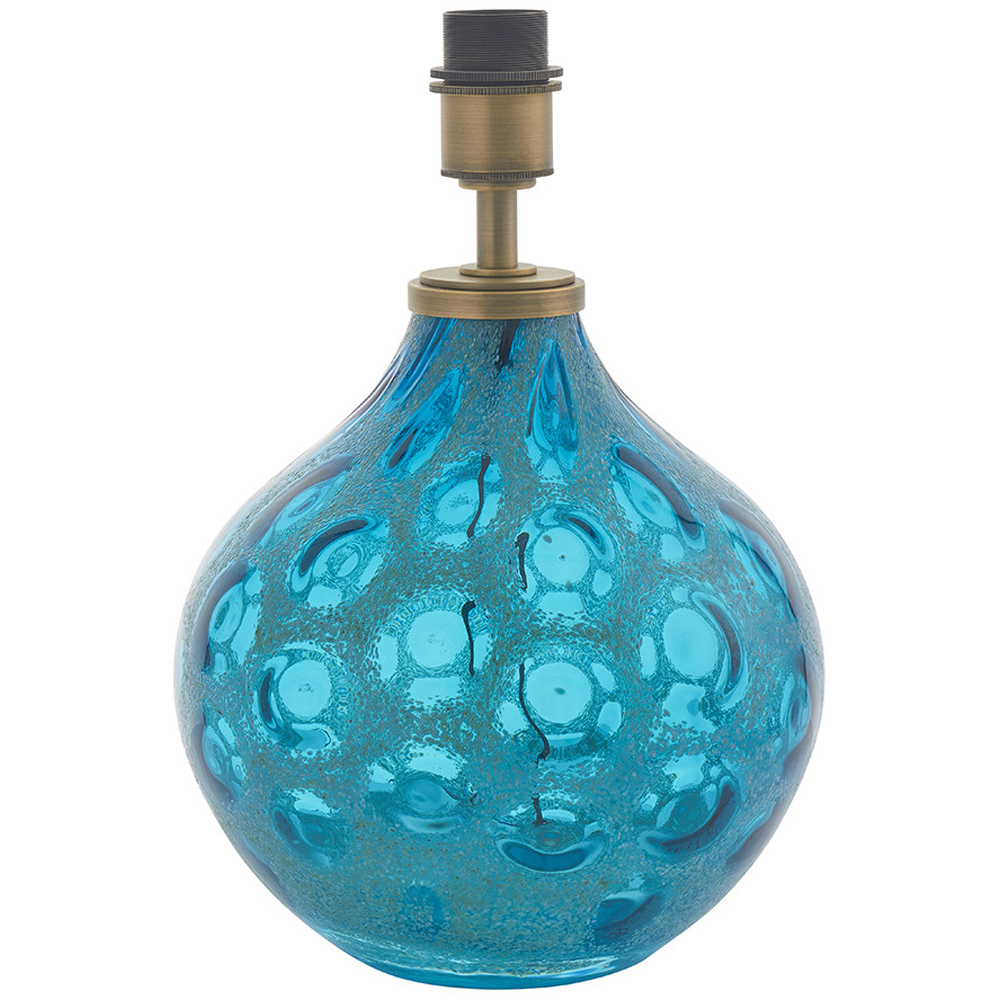 Merano Vibo Teal Glass and Antique Brass Plate Table Lamp Image 1