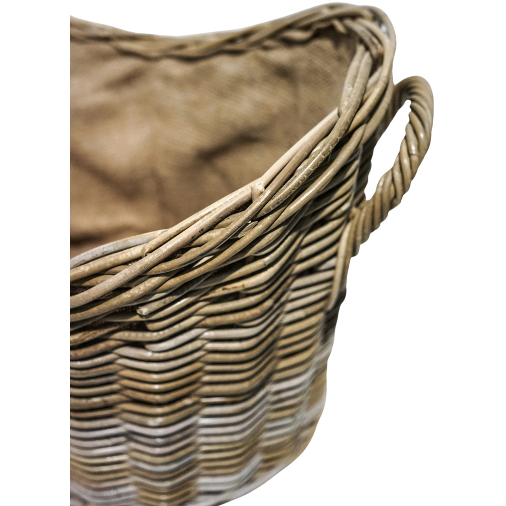 Ivyline Natural Wicker Oval Lined Log Basket Image 3