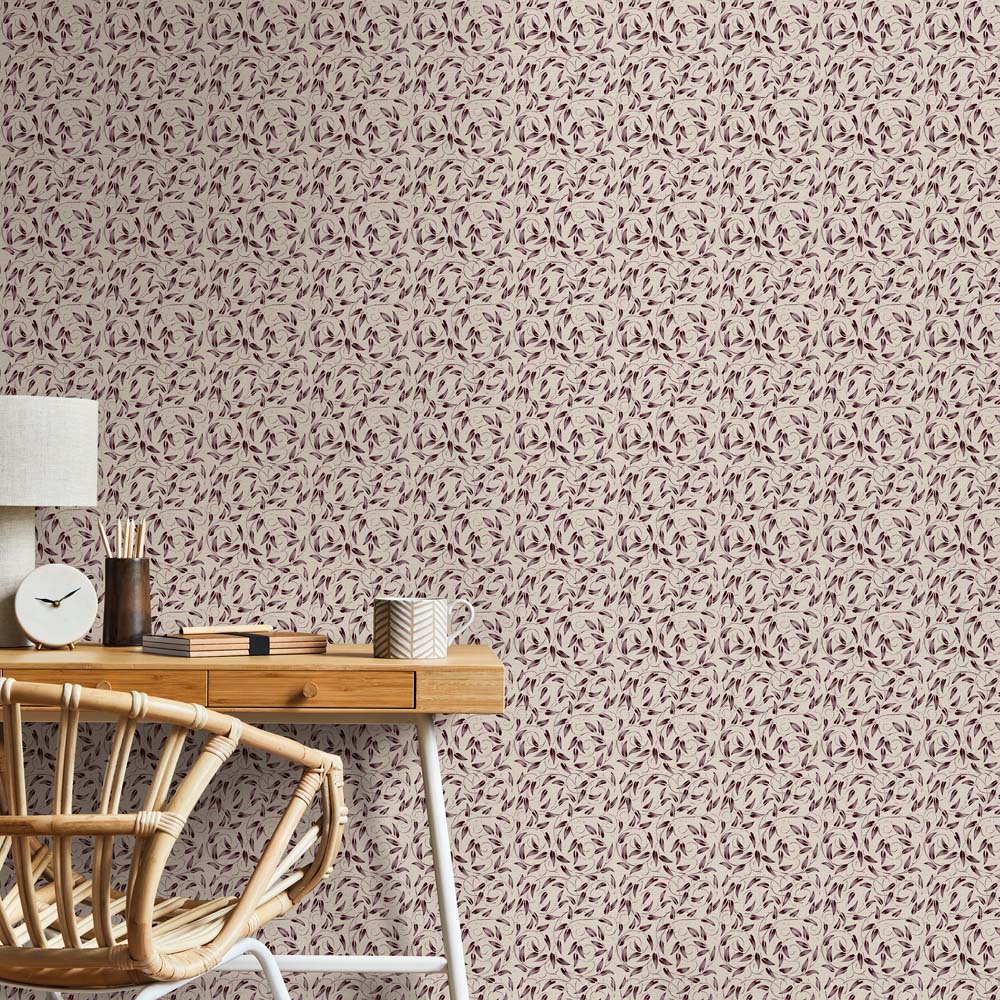 Galerie Llewelyn-Bowen Off The Wall Tree Leaf Red Wallpaper Image 2