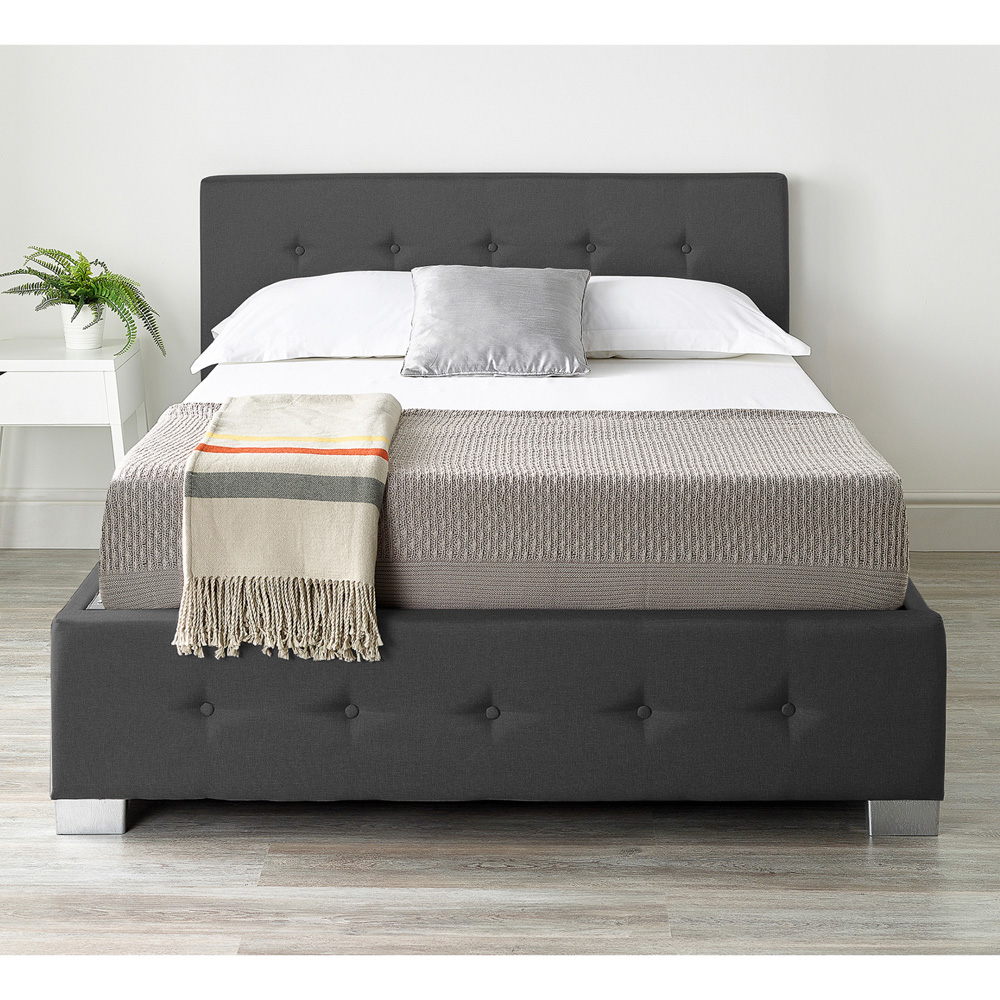Aspire Single Black Linen End Lift Ottoman Storage Bed Image 2