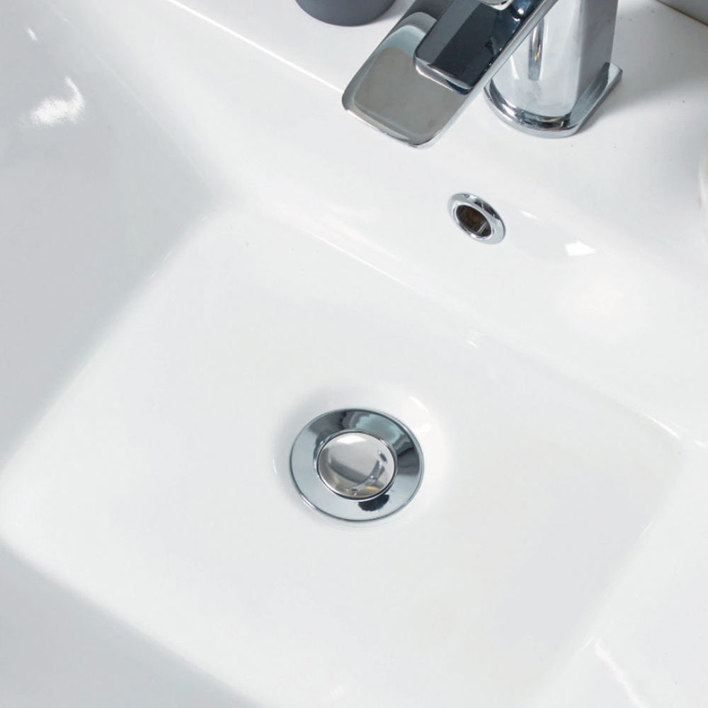 Nes Home Chrome Slotted Basin Waste Pop Up Sprung Plug with Overflow Image 2