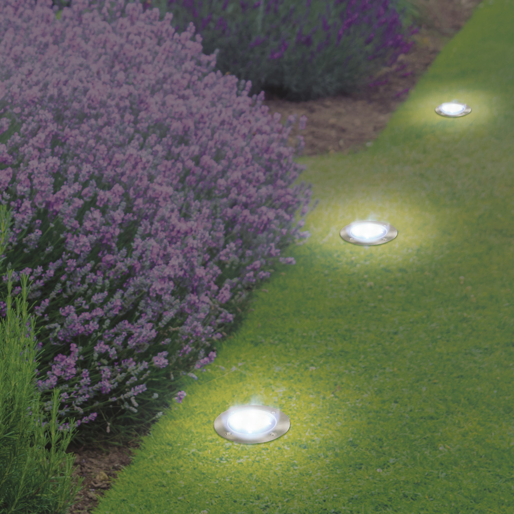 GardenKraft 4 Pack Bright White Solar Ground Light Image 2