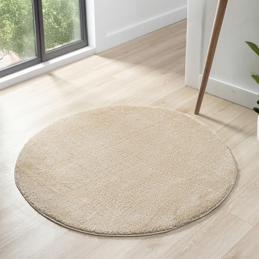 Desire Rugs Comfy Light Beige Anti Slip Felt Backing Round Rug 100cm Image 2
